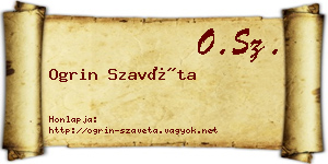 Ogrin Szavéta névjegykártya